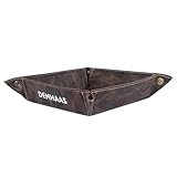 DEMHAAS Premium Valet Tray aus Kunstleder doppelseitige, Taschenleerer, Ablageschale, Catchall-Organizer 28×28 cm für Schlüssel, Uhr, Smartphone, Schmuck, Geldbörse, Büro & Zuhause (Espressobraun)