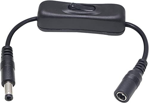 CABLEPELADO Cavo di alimentazione CC con interruttore | cavo per striscia LED con interruttore | compatibile con CCTV, DVR, striscia LED, router, schermi, sensori, Alexa | DC 5,5 x 2,1 mm | 30 cm