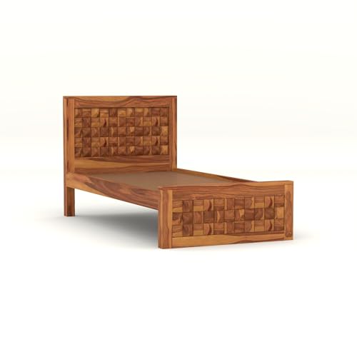 Image of Solid Sheesham Wooden Bed 6X4 Bed Single Bed Without Storage for Bedroom - Single Cot Wooden BedSingle Size for Living Room Guest Room - 12 Month Warranty (David Honey)