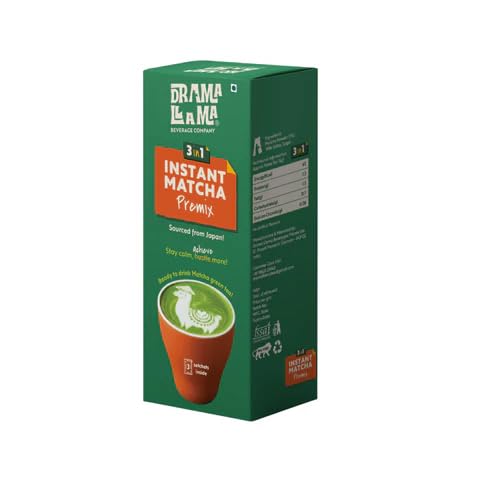 Drama Llama Instant Matcha Premix Latte (3in1) - 3 sachets x 15g (90g - Pack Of 2)|Sourced From Japan|Pure & Authentic, Smooth Taste|With Milk Solids & Sugar For Quick, Café-Style Green Tea Anywhere