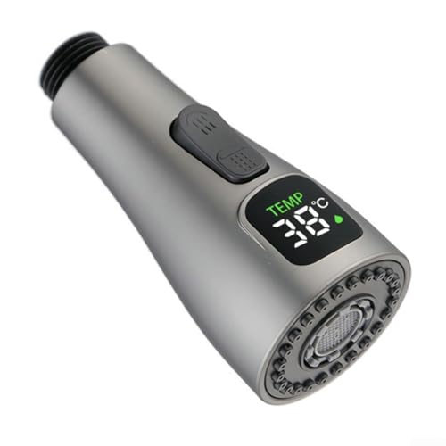 HomeVortex Grifo LED, fácil de conectar 1/2 conexión, reemplazo de cabezal de grifo de cocina, accesorio adaptador de grifo (gris)