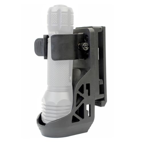 Tactical Flashlight Holster,Flashlight Holster for Belt, Flashlight Holder with Lever Side Lock System Rotatable Torch Holder Fit for 1
