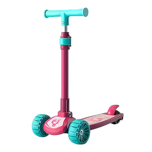 Uniquee - Patinete plegable para niños, resistente de 63 a 76 cm de altura ajustable, 3 ruedas eléctricas para niños de 2 a 12 años