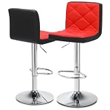 MoNiBloom Bar Stool Set of 2 Modern Adjustable Kitchen Island Chairs Red-Black Blocking Counter Height Barstools Swivel PU Leather Chair 360° Swivel Kitchen Counter Stools Dining Chairs