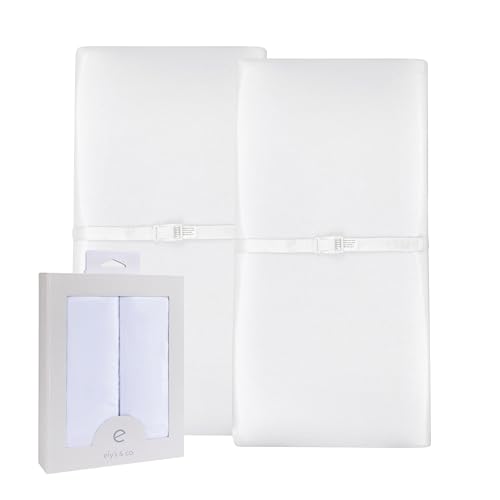Image of Ely's & Co. Changing Pad Cover Set | Cradle Sheet Set 100% Cotton Jersey Knit 2 Pack (White)