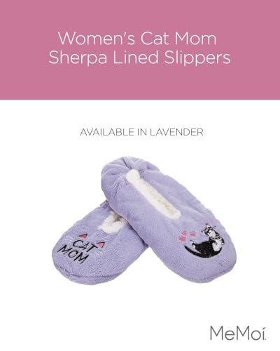 MeMoi Women's Cat Mom Sherpa Lined Slippers2