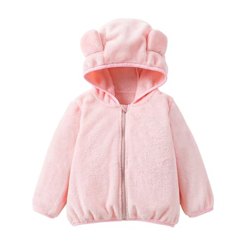 Fleece Hooded Jacket for Girls Zip Up Lightweight 𝗧𝗲ddy 𝗕ear Coat Thick Warm Windproof Outwear with Pocket