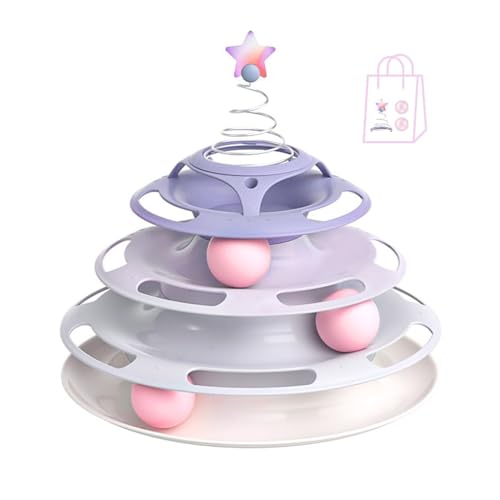 AvitaPaws Free-Playing Star Cat Tower (Purple Plus), Cat Interactive Cat
