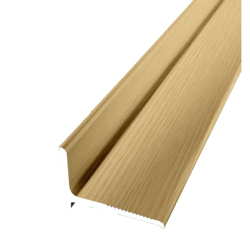 PROVISTON | Perfil de terminación | Ancho: 21 mm | Altura: 2 mm | Longitud: 2700 mm | Aluminio con recubrimiento en polvo | Perfil de acabado de pared | estriado | roble claro | Autoadhesivo