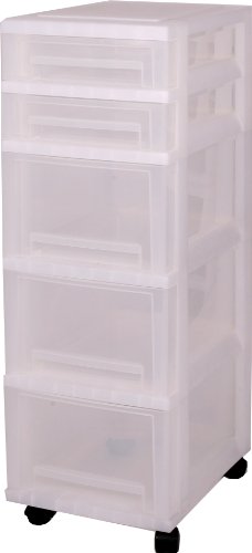 Iris Ohyama, Opbergkist, toren, 2 x 7 L + 3 x 16 L laden, met wielen, ergonomische handgrepen, kantoor, badkamer, garage… - Image 3