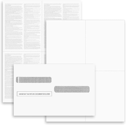 W-2 4-Up tax forms with perforated sheets and envelopes, 100 sheets