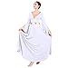 IBAKOM Adult Women Praise Robe Worship Dress Bell Sleeve Liturgical Full Length Wide Swing Loose Fit Lyrical Celebration of Spirit Dancewear White+Gold XL