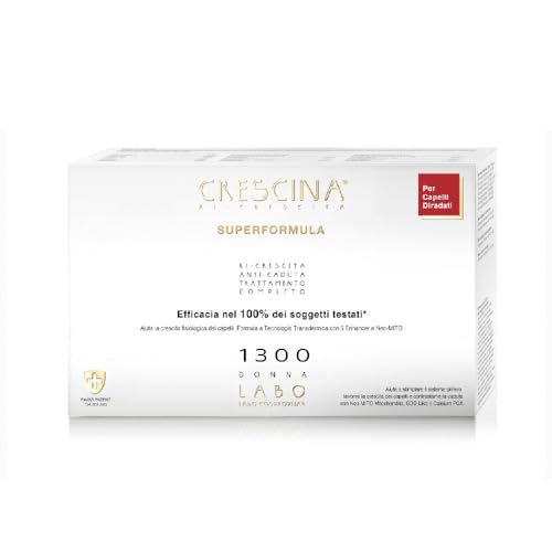 Crescina Transdermic SUPER FORMULA Re-Crecimiento y Anticaída Doble Tratamiento 1300 Mujer 20 Ampollas (10+10)