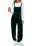 Simplee Womens Velvet Jumpsuits Overalls Dressy Casual Spaghetti Straps Semi Formal Holiday Christmas Jumpsuit Winter Outfits Dark Green L