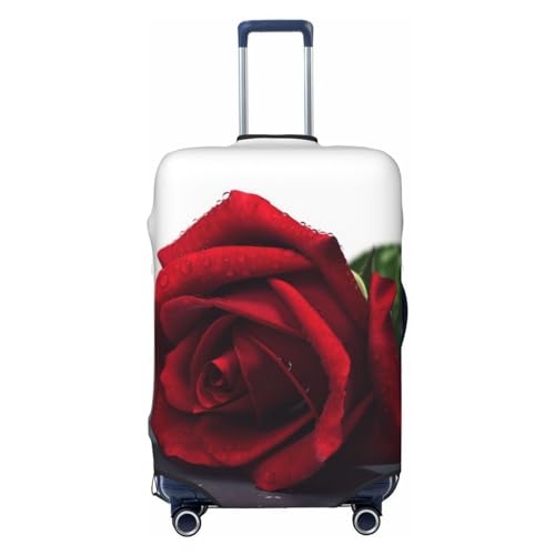 Housse de protection pour valise L noire avec motif rose rouge