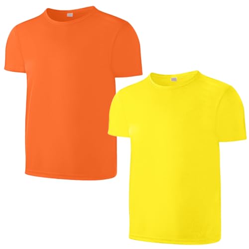 2 Pack Kids/Boys/Youth Quick Dry Sports Tee Shirt Mesh Moisture Wicking Active Athletic T-Shirt (Age4-18Years)