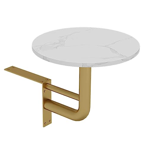 Table de bar murale extérieure en pierre blanche et or pour petit balcon