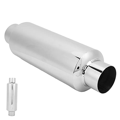 Silenziatore di Scarico per 2,5 Pollici Dritto in Acciaio Inossidabile con Silenziatore Silenziatore di Scarico per Auto Universale in Cotone per Migliorare il Suono e le