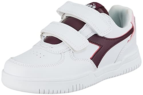 Diadora Raptor Low PS, Scarpe da Ginnastica, Unisex - Bambini e Ragazzi, Bianca White Grape Wine, 34 EU