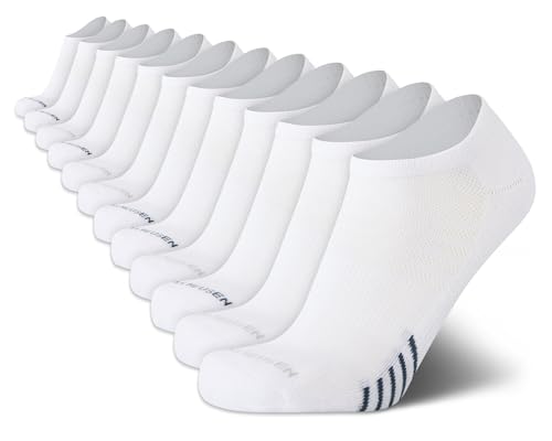 Van Heusen Mens Low Cut Socks - 12 Pack Moisture Wicking Cushioned Athletic No Show Socks for Men Size 6-12.5 White