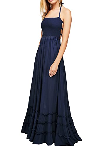 Image of R.Vivimos Womens Summer Boho Sexy Backless Long Dresses