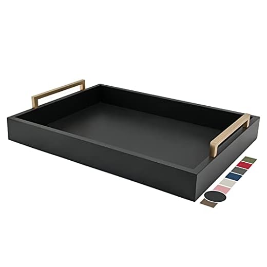 Grace Jones: Bloodlight and Bami (OmU) 4 Montecito Home Dekoratives Couchtisch-Tablett – Ottomanen-Tablett – Frühstück, Getränke, Likör-Servierplatte – vom Bauernhaus bis modern – mattes Finish – Griffe Champagner-Gold – Schwarz