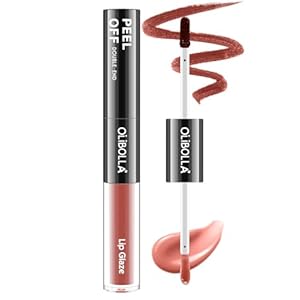 2-in-1 Peel Off Lip Liner and Lip Gloss Makeup Combo, Lip Liner Stain Smudge-Proof, Highly Pigmented Color, Transfer-Proof, Waterproof, Glitter Lip Glaze Moisturizing ((04# ROSE PINK))