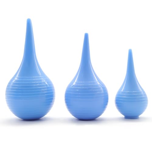 3 Pack Hand Bulb Ear Syringes, Soft Reusable Rubber Suction Ear Bulb Syringe Ball, Ear Washing Squeeze Bulb, Baby Ear Cleaning Bulb for Kids, Adults, Pet (3 Sizes)