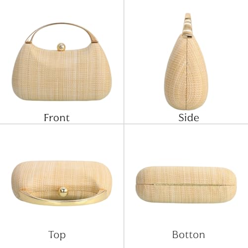Image of UMREN Straw Clutch Handbags Women Beach Crossbody Hand-woven Summer Purse Wallet Top handle Evening Bag for Wedding Party