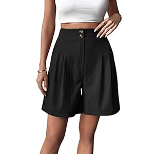 GORGLITTER Damen Bermuda Shorts Sommershort Breites Bein Kurze Hose Hotpants Lässige Short mit Taschen