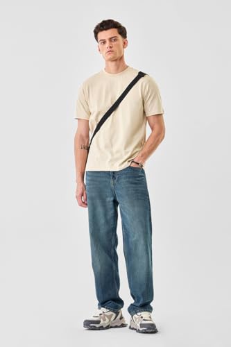 Image of SNITCH Men T-Shirt | Minimalist Regular Fit & Short Sleeve Styling | 100% Breathable Cotton Casual Wear T-Shirt & Durable Knit Plain Weave Everyday Summer Essential