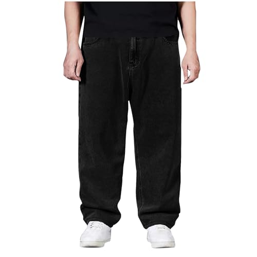 Baggy Jeans for Men Plus Size Paper Bag Pants Loose Fit Wide Leg Big and Tall Denim Pants Casual Work Carpenter Jeans
