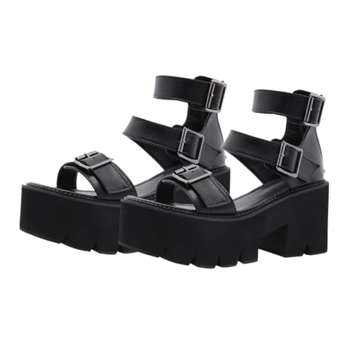 Sandales femme semelle épaisse noire chaussures confort mode été Gatuida