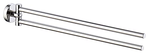 HomeHeng Zweiarmig Schwenkbar Handtuchhalter,Edelstahl Helles Chrom Wand Handtuchhalter Bad Handtuchständer mit Bohren,H91201B