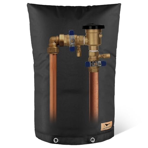 Backflow Preventer Insulation Cover - Water Pipe Insulation Sprinkler Cover for Outside - Insulated Backflow Cover Pouch for Irrigation Back Flow Valve in Winter or Sun Exposure (24'W x 36'H, BLACK)