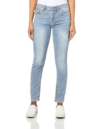 True Religion Women's Halle MID Rise Super Skinny Flap Jeans - Andromeda Color
