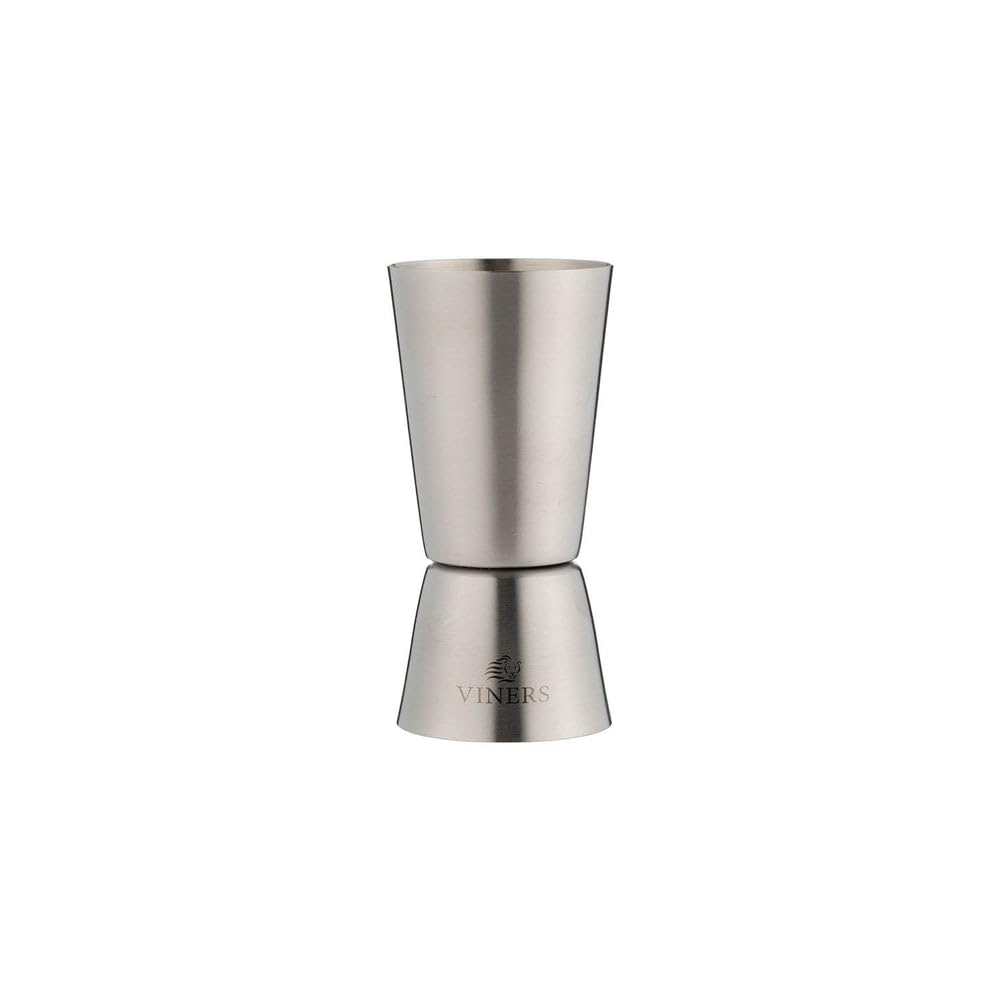 Viners Stainless Steel Cocktail Jigger | Dual Spirit Measuring Cup - 30ml & 60ml | Brushed Silver Finish | Easy Pour