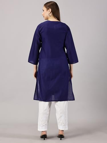 Image of FCH, Fashionable Chikan Handikraft Women's Cotton Lucknowi Chikankari Printed Straight Kurta for Regular Wear Girls Flared Kurta