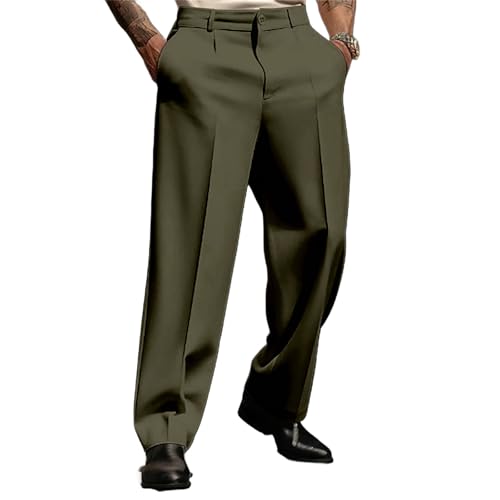PETCDIM Mens Loose Fit Suit Dress Pants Casual Business Straight