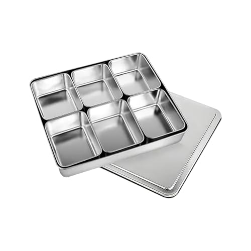 Recipiente para especias de acero inoxidable, multi-compartimento para estaciones, almacenamiento de encimera de cocina, organizador de especias rectangular dividido, herramienta de uso de vinagre con