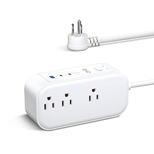 10FT Surge Protector Power Strip with PD 65W USB C for Travel, Desktop USB Charging Station with 6 Outlet and 3 USB Ports, Overload Protection, Flat Plug, Wall Mount for Dorm Home Office, 1875W/15A