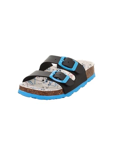 Superfit Jungen Fussbettpantoffel Hausschuh, Blau Mehrfarbig...