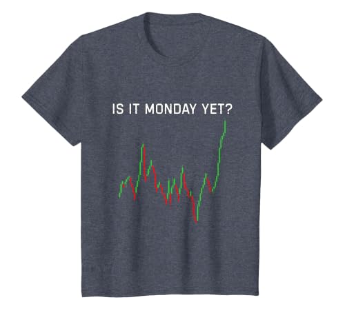 is It Monday Yet Shirt Funny Stock Market Humor T-Shirt, Youth, Heather Blue, Small