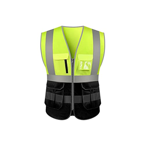 Moniss Colete de Segurança Refletivo de Alta Visibilidade Colete Refletivo Multi Bolsos Roupa de Tra