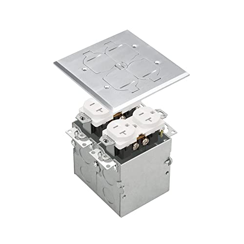 Select Lighting Slfb-2G-Tr20-Ni 20A Receptacle Outlets, Tamper Resistant Electrical Floor Box With Flip Lid And Nickel Plated Brass Cover, Retractable Recessed Socket For Kitchen, Countertops & Floors #TOP28