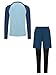 renvena Boys Two Piece Swimsuits Long Sleeve Rash Guard Swimwear Fashion Bathing Suit Swim Top with Long Pants Blue 7-8 Years
