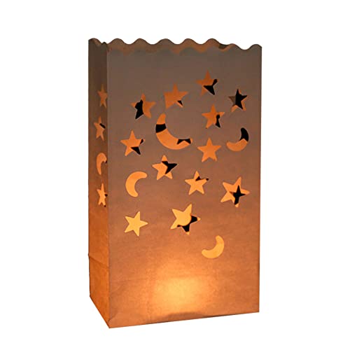 ikasus Photophore Bougie en Papier,Sachet Papier à Bougies Ignifugé,Sac Lumière Thé Ignifuge Lanterne Lampe Luminaire,pour Lanterne...