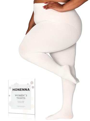Image of HONENNA Queen Plus Size Fleece Lined Tights, 11+ Colors Thermal Warm Winter Tights for Women, Medias Termicas Mujer Invierno