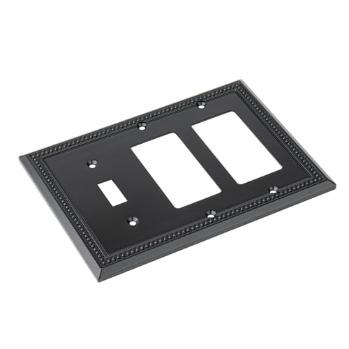 Image of Henne Bery Sunken Pearls Heavy Duty Decorative Wall Plate Switch Plate Outlet Cover (Single Toggle /Double Decorator, Matte Black)