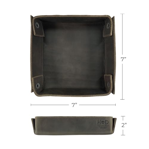 Hide & Drink, Leather Catchall Change Keys Coins Jewels Box Tray Big Storage, Handmade Includes 101 Year Warranty :: Dark Jade